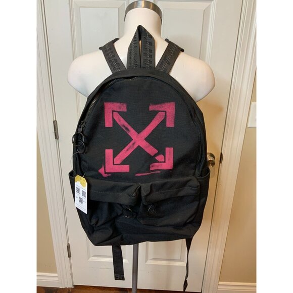 Off-White C/O Virgil Abloh Black Polyester Red Arrow Travel Backpack - Picture 1 of 11